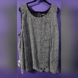 Lane Bryant Black and White Dotted Sleeveless Tank